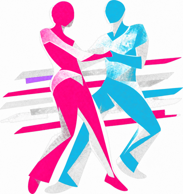 Abstract fuchsia and teal dancers in the slot